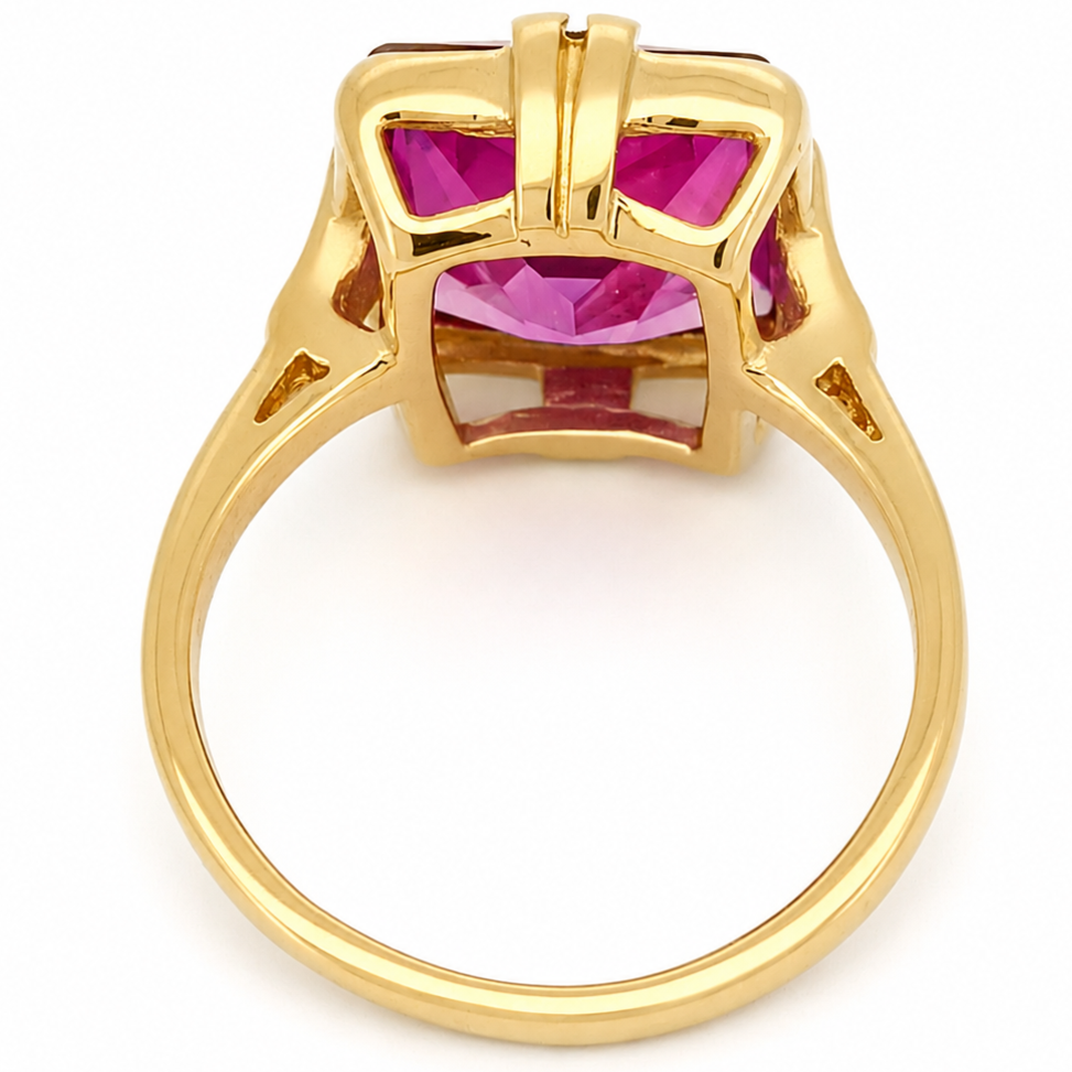 Anello - 14 carati Oro giallo - 5.00ct. tw. Ametista - Made in Italy - Handmade