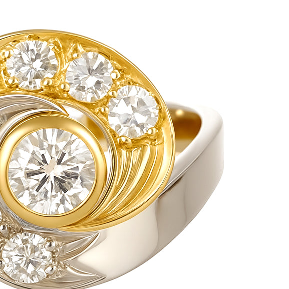 Anello - 18 carati Oro bianco, Oro giallo - 0.90ct. tw. Diamante (Naturale)