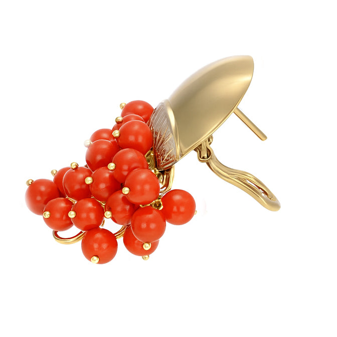 Orecchini - 18 carati Oro giallo Corallo