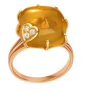 Anello - 18 carati Oro giallo - 8.12ct. tw. Topazio - Diamante