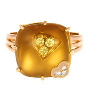 Anello - 18 carati Oro giallo - 8.12ct. tw. Topazio - Diamante