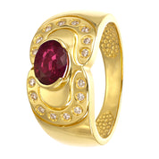 Anello - 18 carati Oro giallo - 0.66ct. tw. Rubino - Diamante