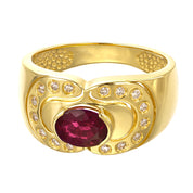 Anello - 18 carati Oro giallo - 0.66ct. tw. Rubino - Diamante