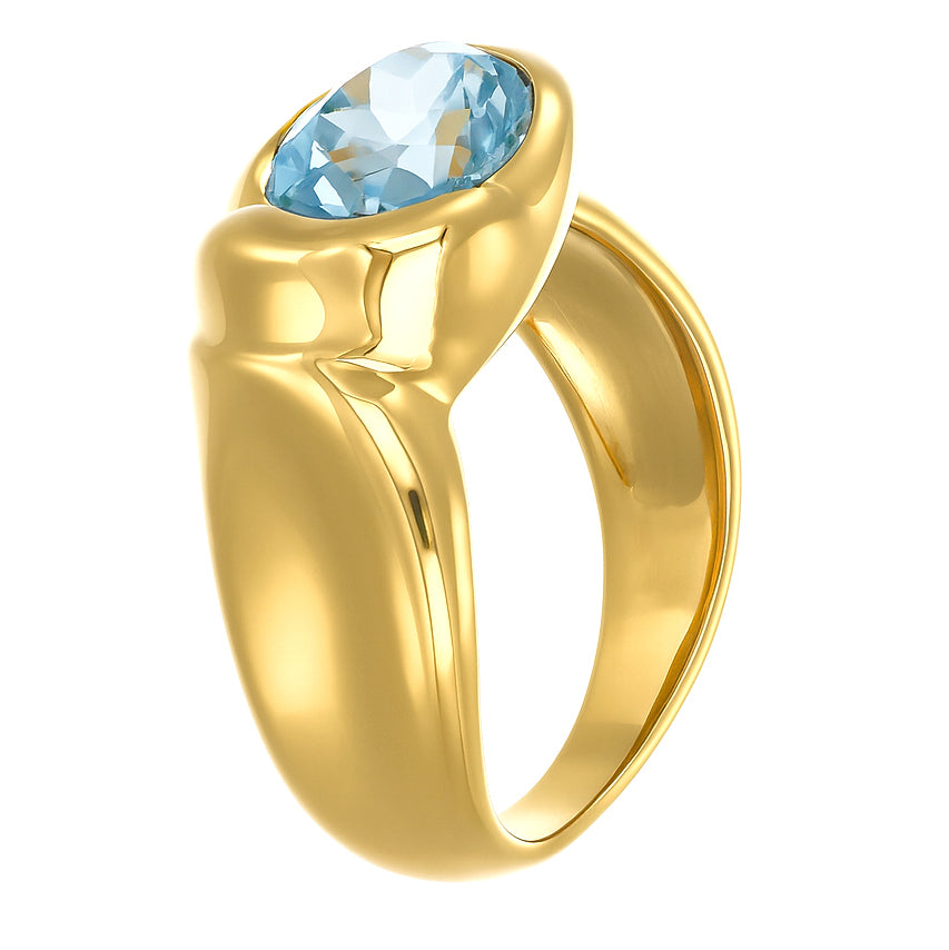 Anello - 18 carati Oro giallo - 2.00ct. tw. Acquamarina