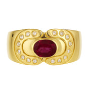 Anello - 18 carati Oro giallo - 0.66ct. tw. Rubino - Diamante