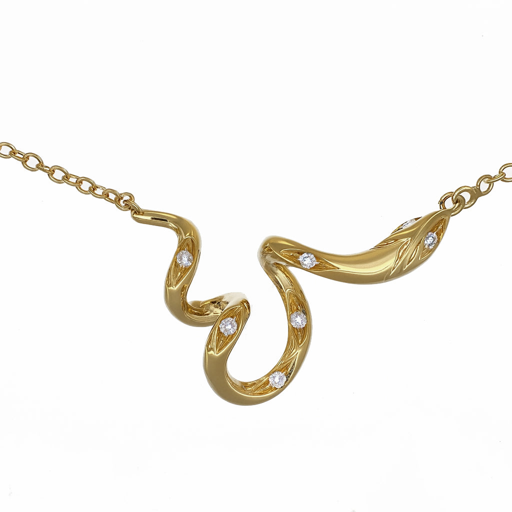 Collana con Ciondolo in Oro Giallo 18 carati - Diamanti