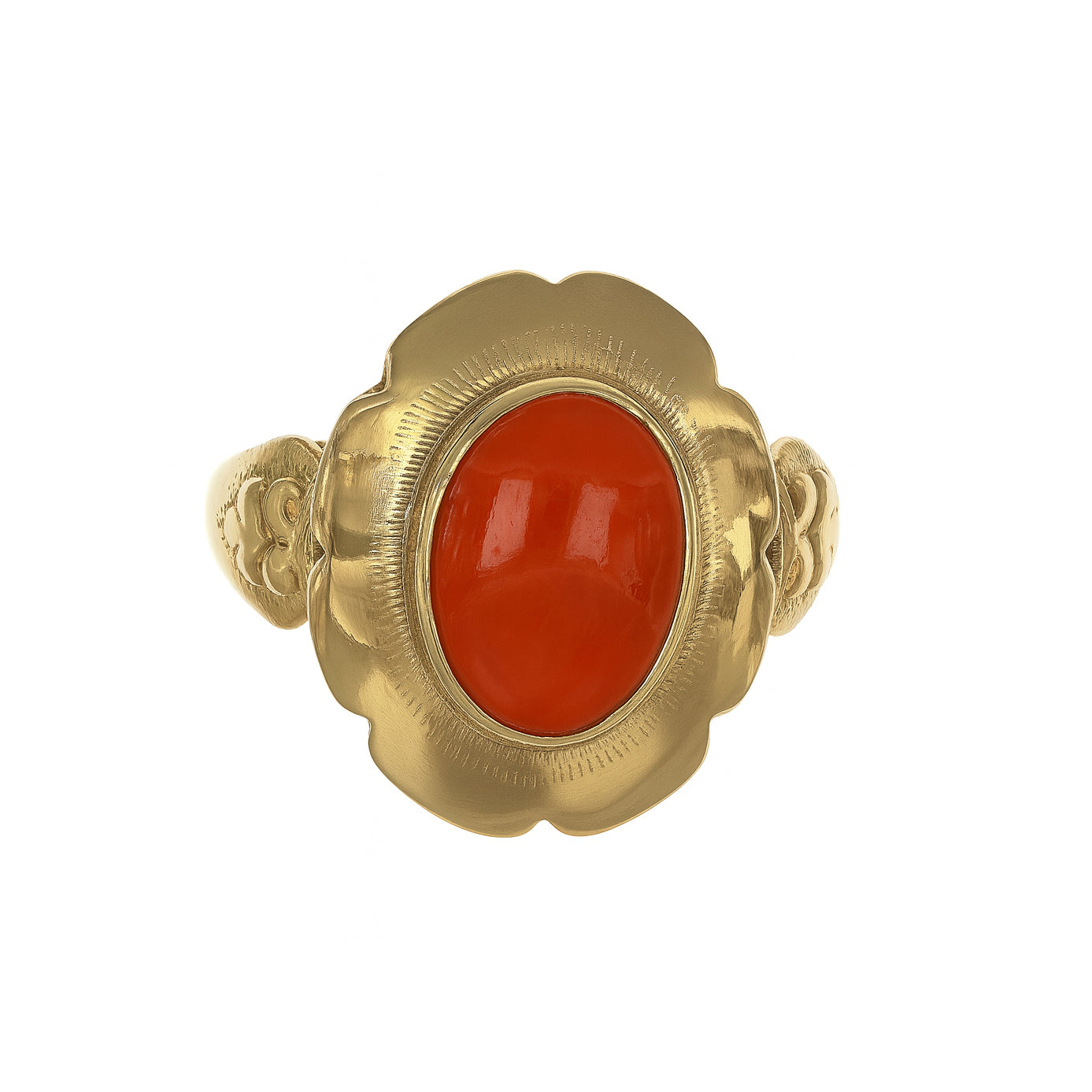 Anello - 18 carati Oro giallo Corallo