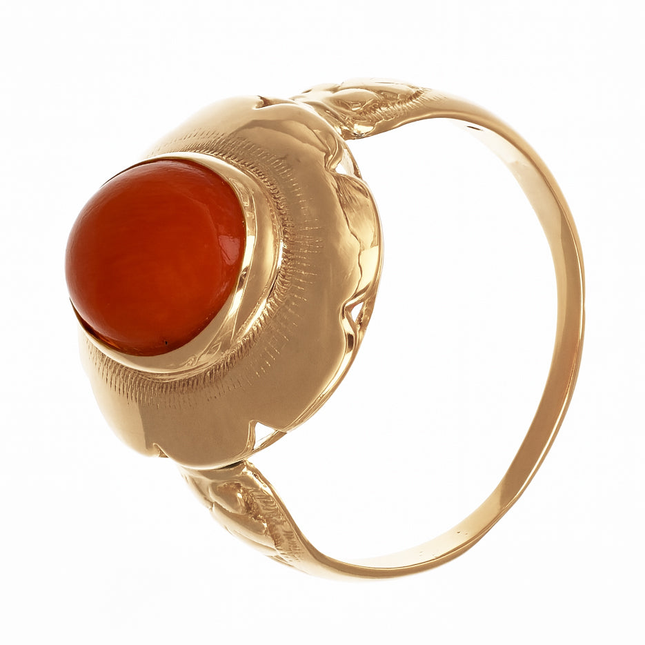 Anello - 18 carati Oro giallo Corallo