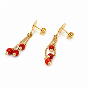 Orecchini - 18 carati Oro giallo Corallo - Made in Italy - Handmade