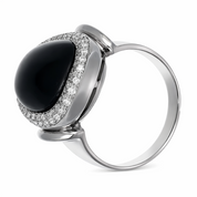 Anello - 18 carati Oro bianco - 11.60ct. tw. Onice - Diamante