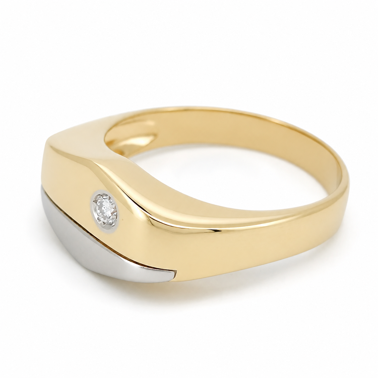 Anello - 18 carati Oro bianco, Oro giallo - 0.10ct. tw. Diamante (Naturale) - Made in Italy - Handmade