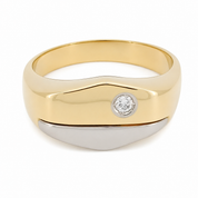 Anello - 18 carati Oro bianco, Oro giallo - 0.10ct. tw. Diamante (Naturale) - Made in Italy - Handmade