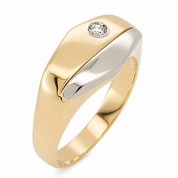 Anello - 18 carati Oro bianco, Oro giallo - 0.10ct. tw. Diamante (Naturale) - Made in Italy - Handmade