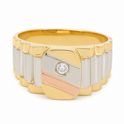 Anello - 18 carati Oro bianco, Oro giallo, Oro rosa - 0.05ct. tw. Diamante (Naturale) - Made in Italy - Handmade