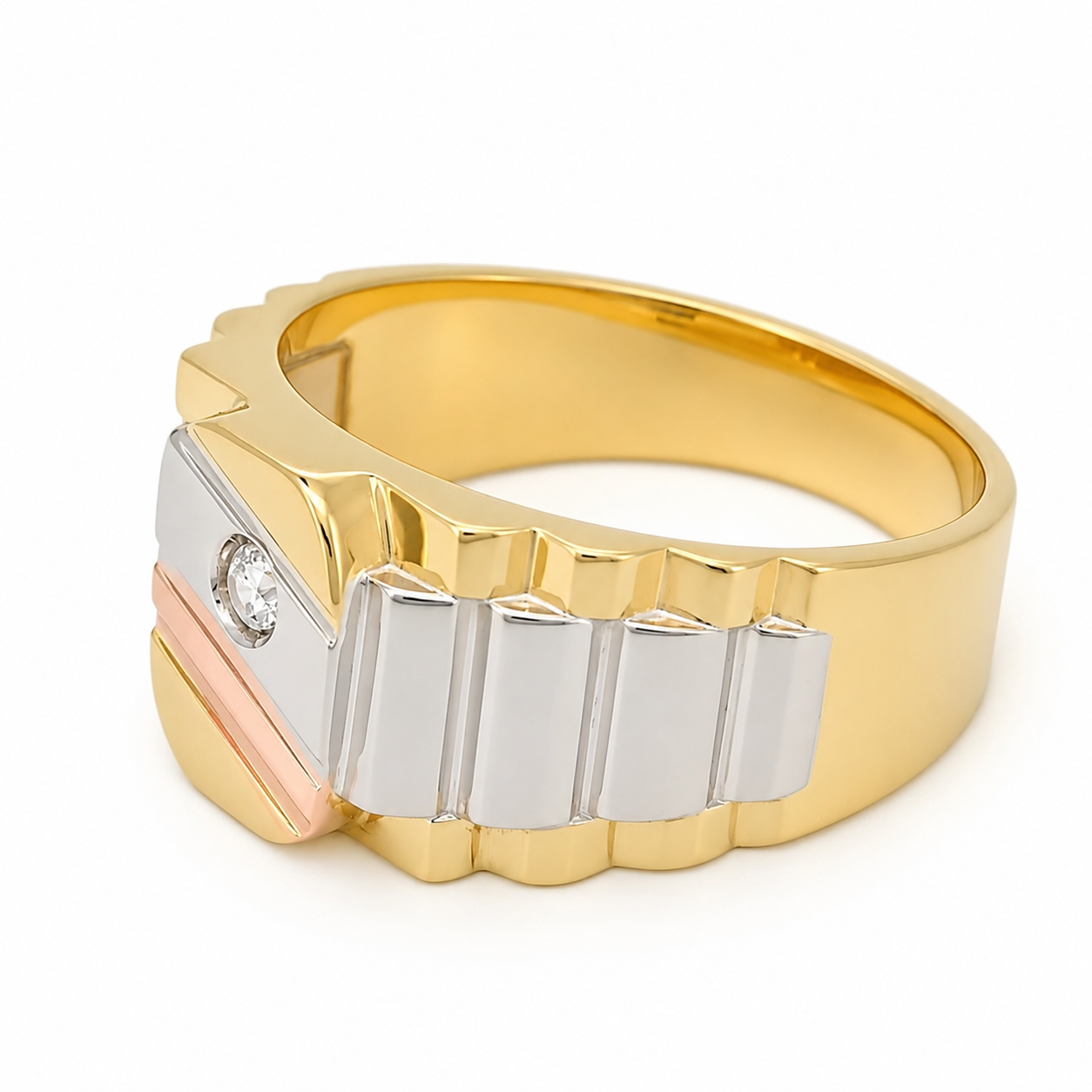 Anello - 18 carati Oro bianco, Oro giallo, Oro rosa - 0.05ct. tw. Diamante (Naturale) - Made in Italy - Handmade