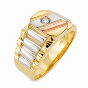 Anello - 18 carati Oro bianco, Oro giallo, Oro rosa - 0.05ct. tw. Diamante (Naturale) - Made in Italy - Handmade