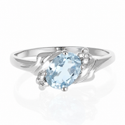 Anello - 18 carati Oro bianco - 1.34ct. tw. Acquamarina - Diamante - Made in italy -Handmade