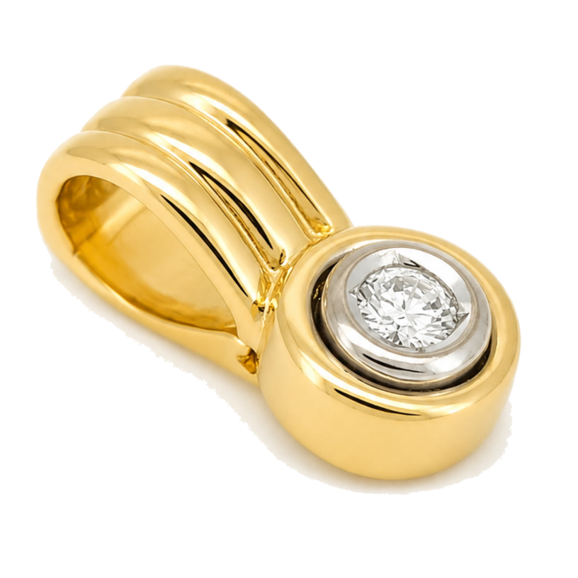 Ciondolo - 18 carati Oro bianco, Oro giallo - 0.18ct. tw. Diamante (Naturale) - Made in Italy - Handmade