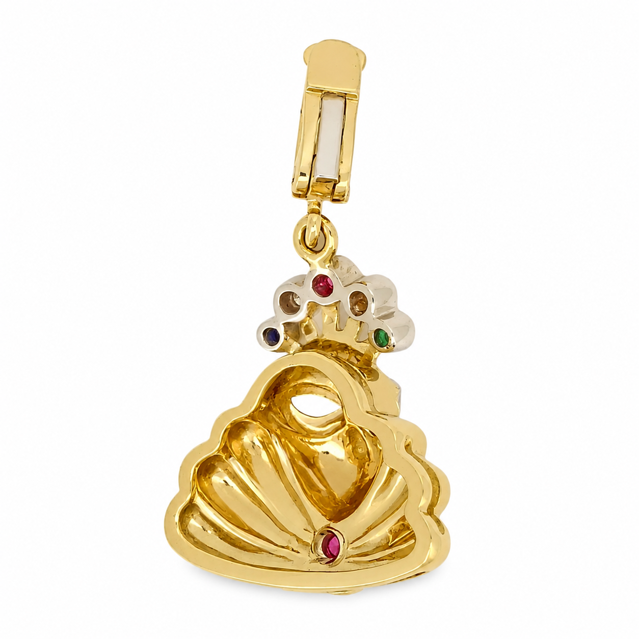 Ciondolo - 18 carati Oro giallo, Oro bianco, Rubino - Zaffiro - Smeraldo - Diamanti - 0.18ct. tw. - Made in Italy - Handmade