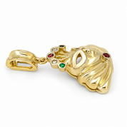 Ciondolo - 18 carati Oro giallo, Oro bianco, Rubino - Zaffiro - Smeraldo - Diamanti - 0.18ct. tw. - Made in Italy - Handmade