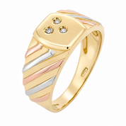 Anello - 18 carati Oro bianco, Oro giallo, Oro rosa - 0.03ct. tw. Diamante (Naturale) - Made in Italy - Handmade