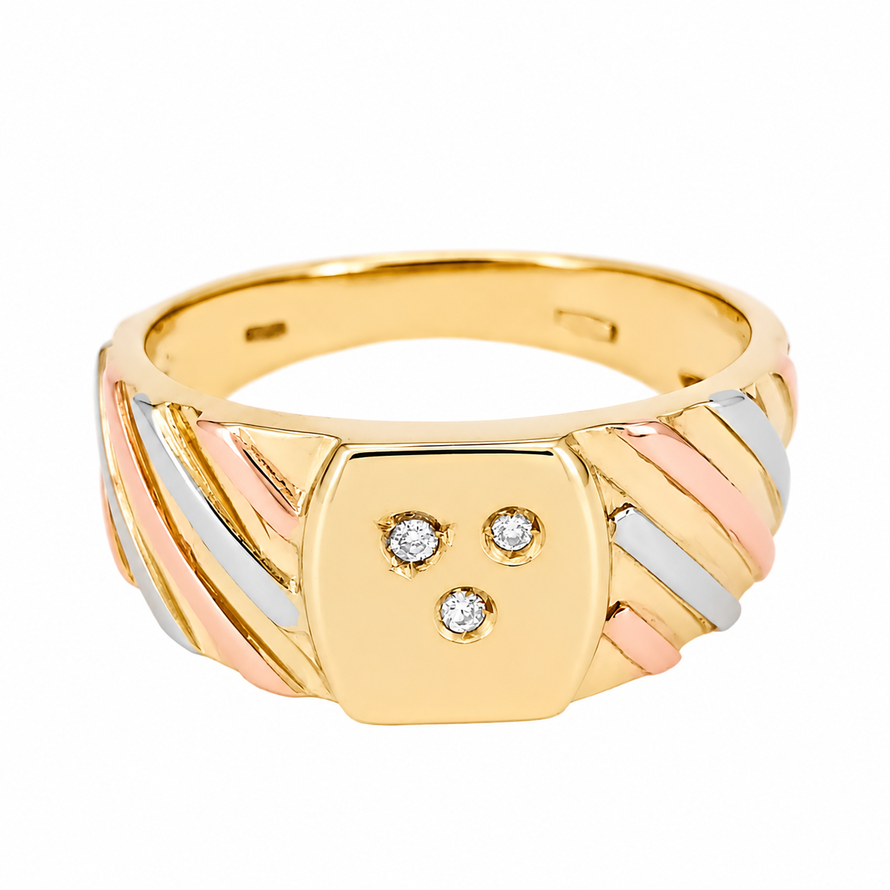 Anello - 18 carati Oro bianco, Oro giallo, Oro rosa - 0.03ct. tw. Diamante (Naturale) - Made in Italy - Handmade
