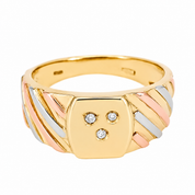 Anello - 18 carati Oro bianco, Oro giallo, Oro rosa - 0.03ct. tw. Diamante (Naturale) - Made in Italy - Handmade
