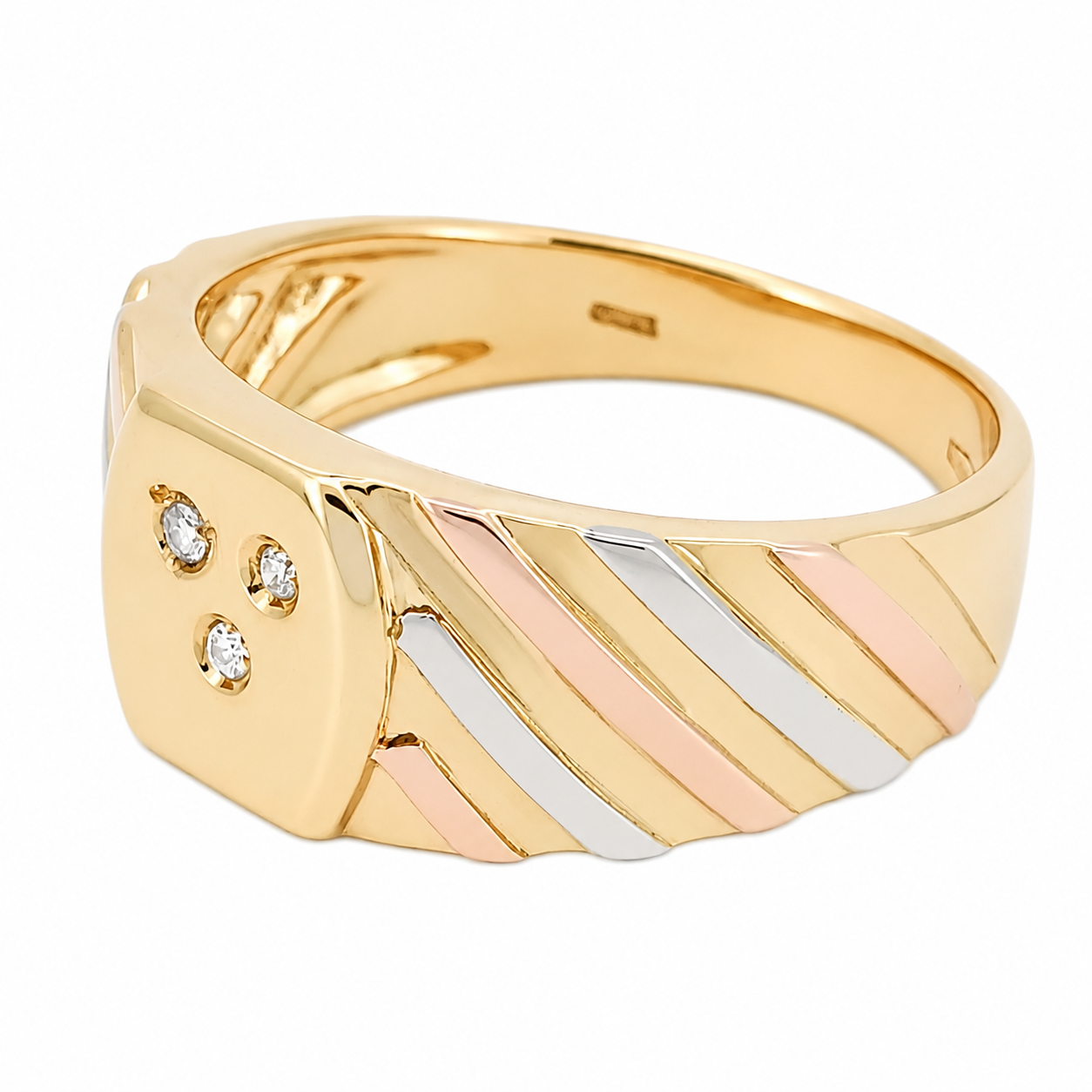 Anello - 18 carati Oro bianco, Oro giallo, Oro rosa - 0.03ct. tw. Diamante (Naturale) - Made in Italy - Handmade