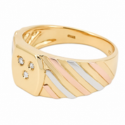Anello - 18 carati Oro bianco, Oro giallo, Oro rosa - 0.03ct. tw. Diamante (Naturale) - Made in Italy - Handmade