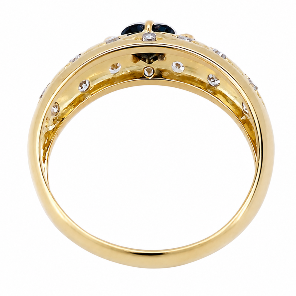 Anello - 18 carati Oro giallo - 0.41ct. tw. Zaffiro - Diamante - Made in Italy - Handmade