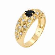 Anello - 18 carati Oro giallo - 0.41ct. tw. Zaffiro - Diamante - Made in Italy - Handmade