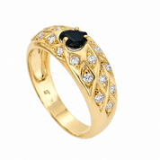 Anello - 18 carati Oro giallo - 0.41ct. tw. Zaffiro - Diamante - Made in Italy - Handmade