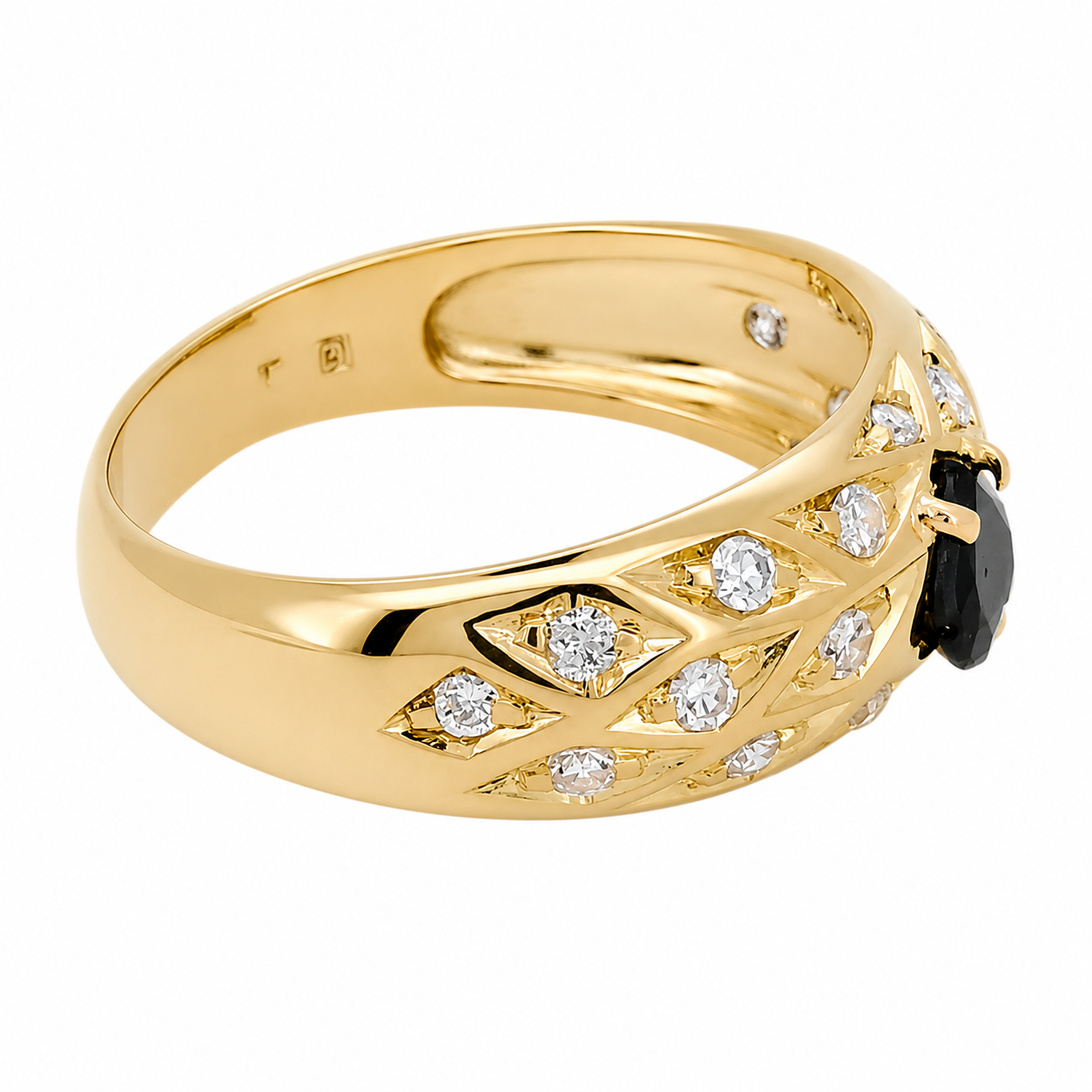 Anello - 18 carati Oro giallo - 0.41ct. tw. Zaffiro - Diamante - Made in Italy - Handmade