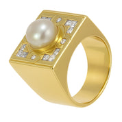 Anello - 18 carati Oro giallo - 0.60ct. tw. Diamante (Naturale) - Perla