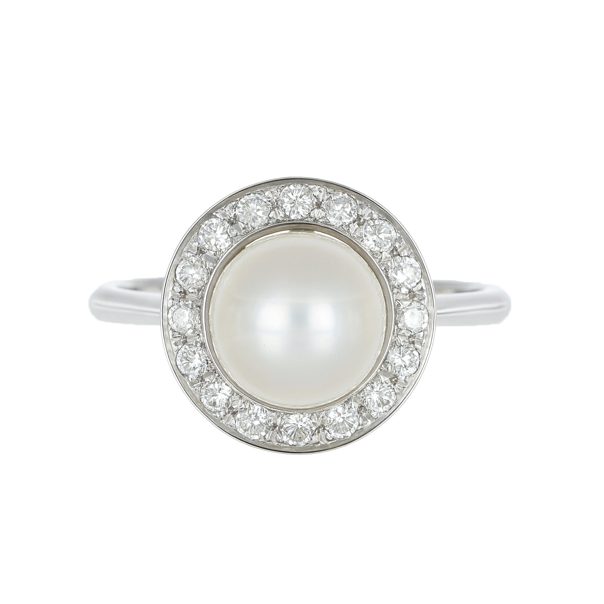 Anello - 18 carati Oro bianco - 0.48ct. tw. Diamante (Naturale) - Perla
