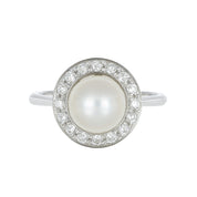 Anello - 18 carati Oro bianco - 0.48ct. tw. Diamante (Naturale) - Perla