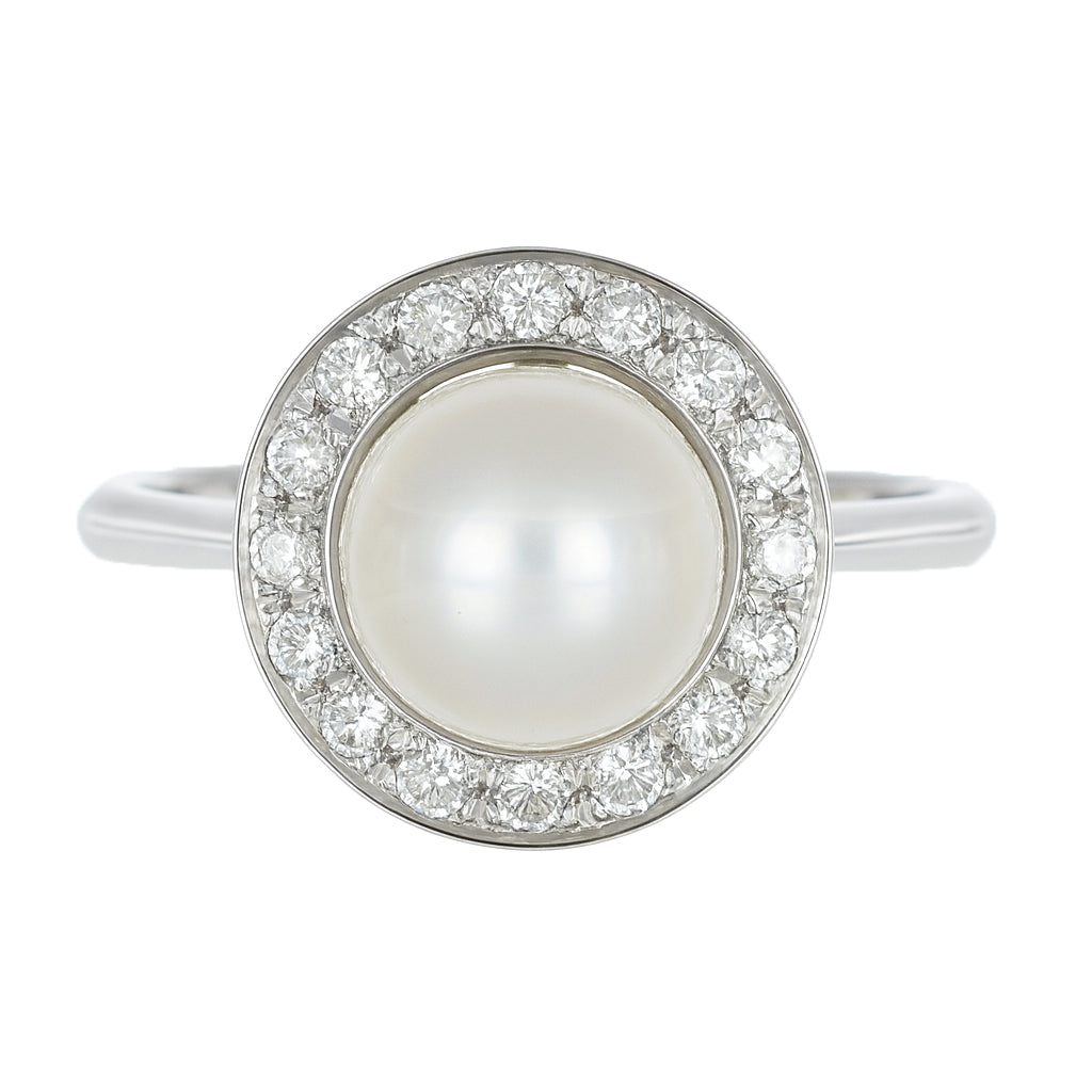 Anello - 18 carati Oro bianco - 0.48ct. tw. Diamante (Naturale) - Perla