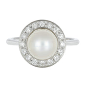 Anello - 18 carati Oro bianco - 0.48ct. tw. Diamante (Naturale) - Perla