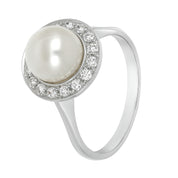 Anello - 18 carati Oro bianco - 0.48ct. tw. Diamante (Naturale) - Perla