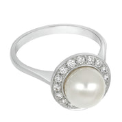 Anello - 18 carati Oro bianco - 0.48ct. tw. Diamante (Naturale) - Perla