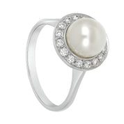 Anello - 18 carati Oro bianco - 0.48ct. tw. Diamante (Naturale) - Perla