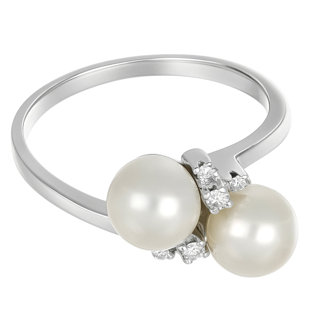 Anello - 18 carati Oro bianco - 0.14ct. tw. Diamante (Naturale)