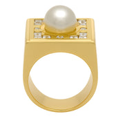 Anello - 18 carati Oro giallo - 0.60ct. tw. Diamante (Naturale) - Perla