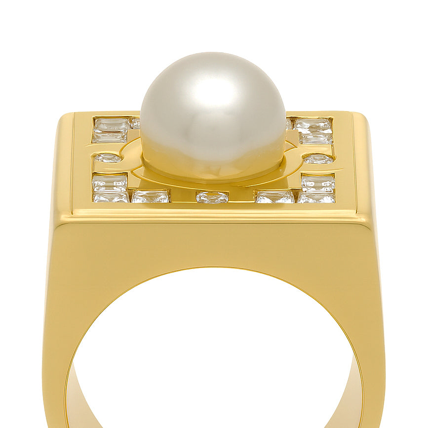 Anello - 18 carati Oro giallo - 0.60ct. tw. Diamante (Naturale) - Perla