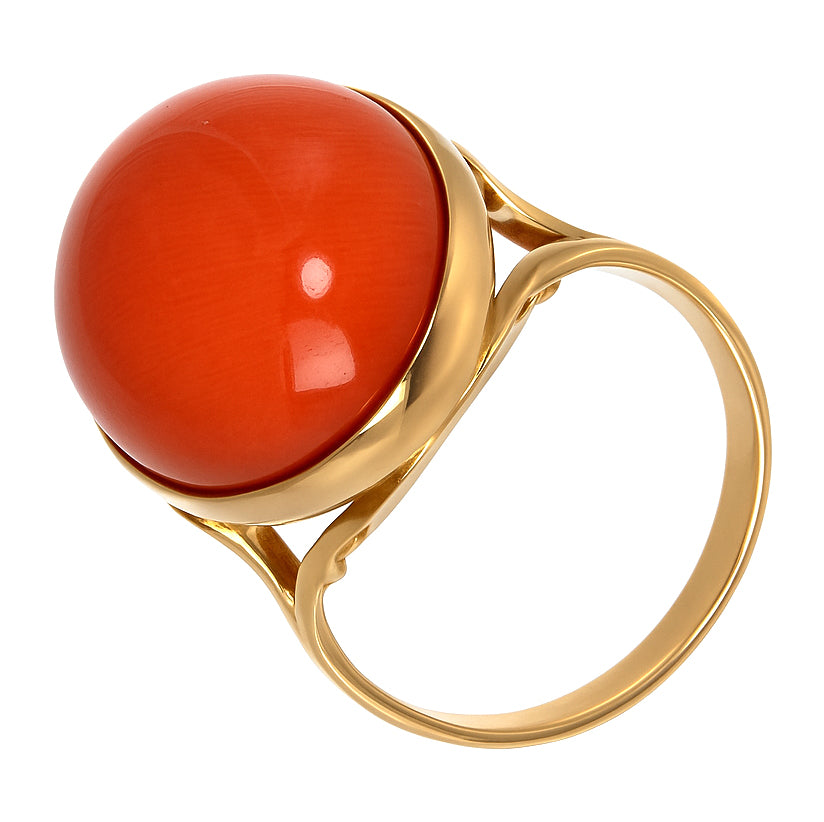 Anello - 18 carati Oro giallo Corallo