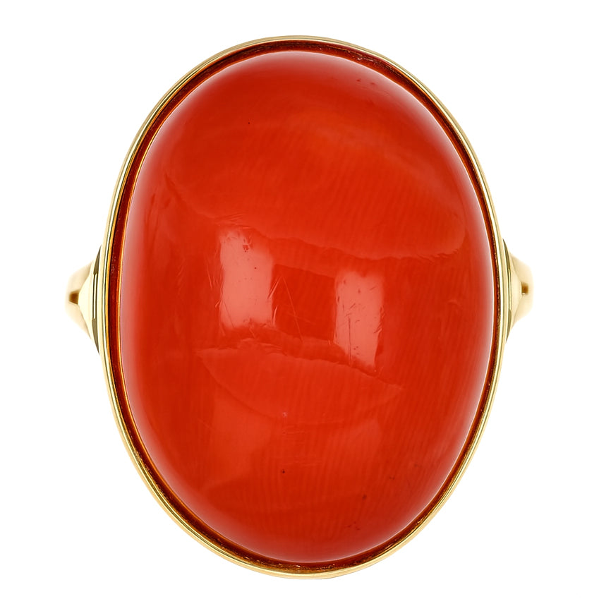 Anello - 18 carati Oro giallo Corallo