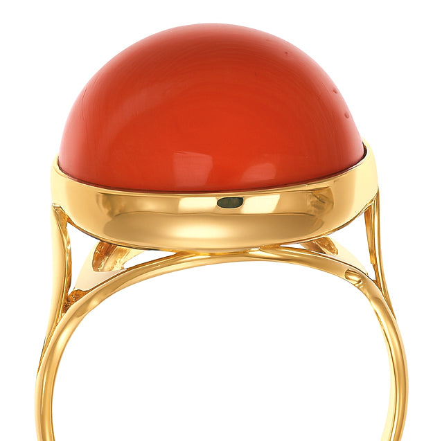 Anello - 18 carati Oro giallo Corallo
