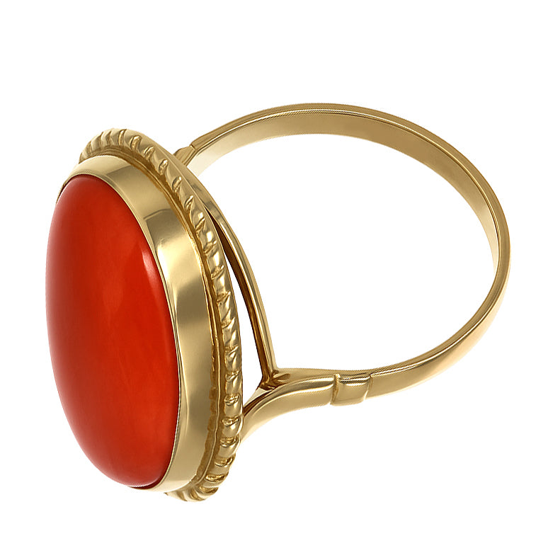 Anello - 18 carati Oro giallo Corallo