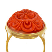 Anello - 18 carati Oro giallo Corallo