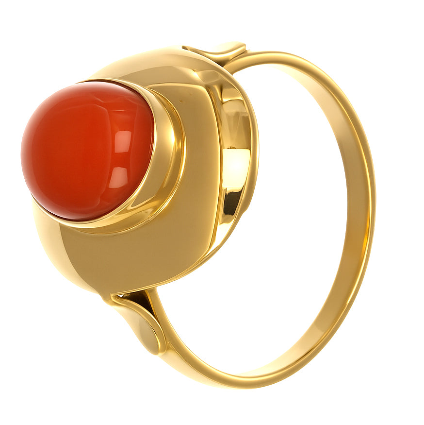 Anello - 18 carati Oro giallo Corallo
